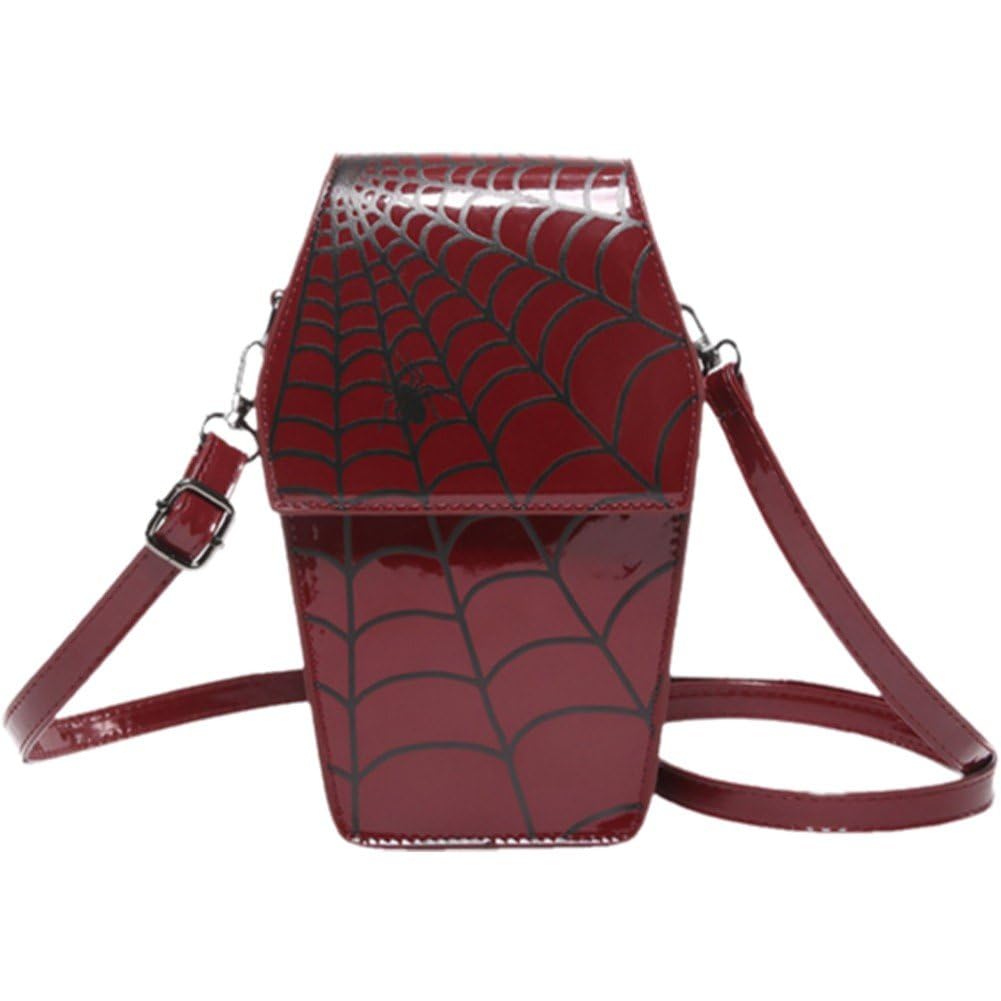 Sac en cuir gothique en forme de cercueil pour femme sac à main punk noir
