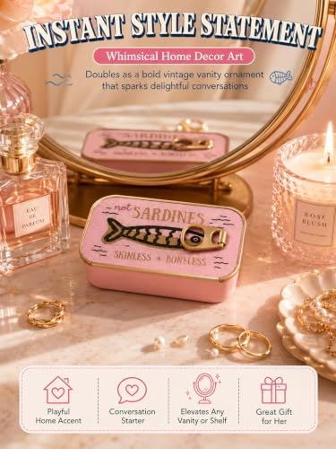 GBCYXFK Travel Jewelry Case Sardine Jewelry Box Retro Tin Fish Organizer - 3