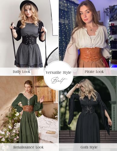 Scarlet Darkness Renaissance Corset Belt for Women Lace Overlay Front Ren Faire Corset4