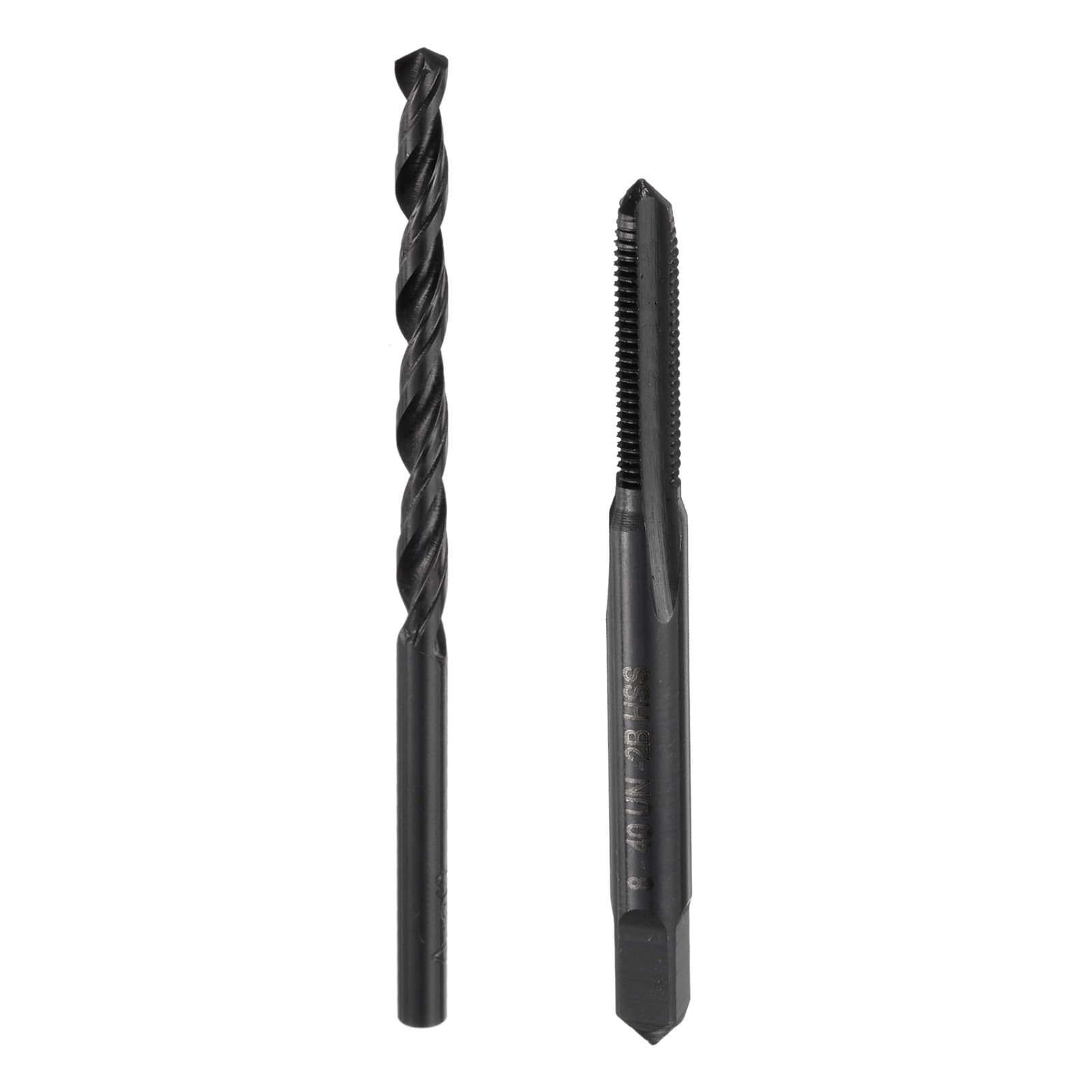 uxcell Tap & Drill Bit Set, 1pcs 8-40 UN Straight Flute Thread Taps and 1pcs 3.5mm Twist Drill Bits, Black Oxide HSS6542 Screw Tapping Threading Tools