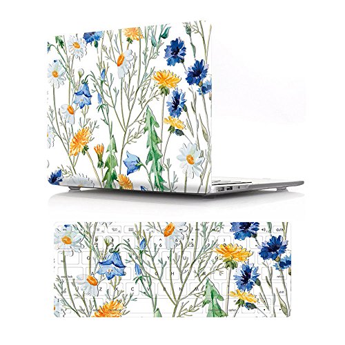 HRH 2 in 1 See-Through Floral Laptop Body Shell Protective PC Hard Case Cover and Matching Silicone Keyboard Cover for MacBook Old Pro 15.4"(with CD-ROM Drive Model A1286)
