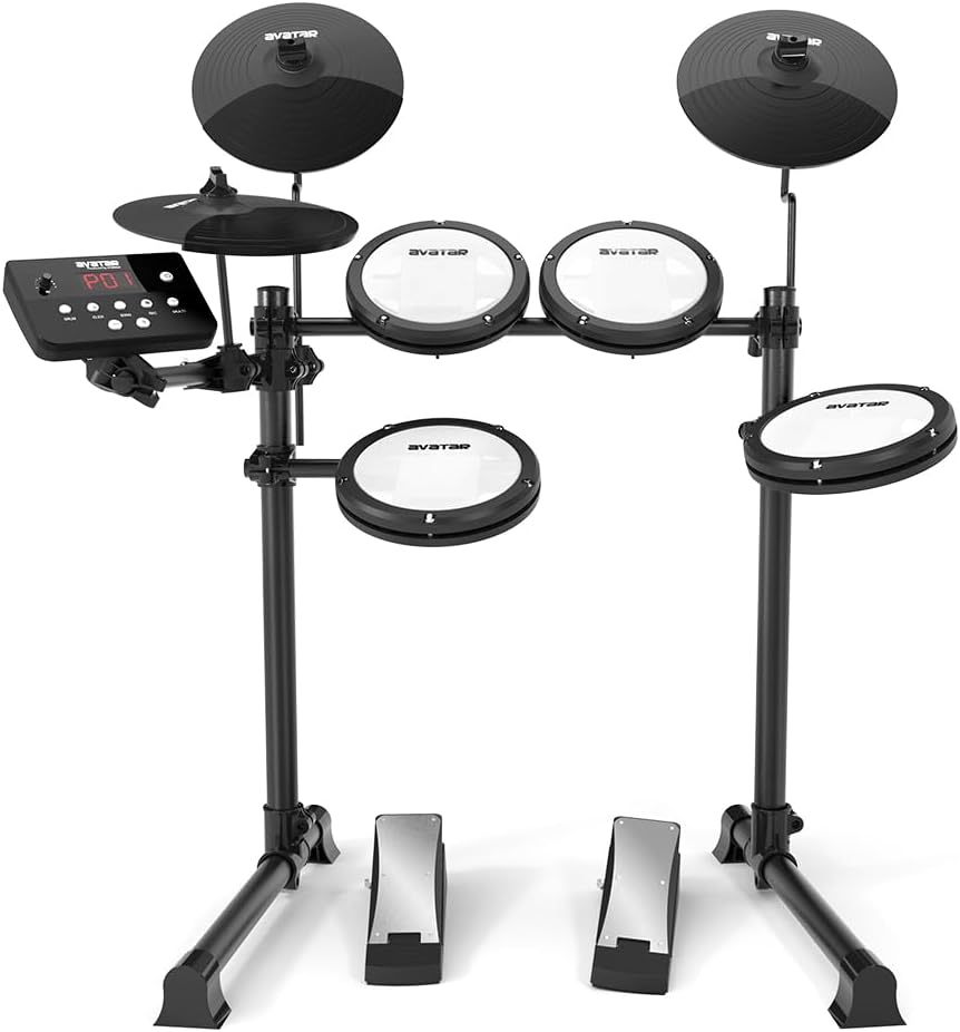 Junior Electric Drum Set Compact Mesh Electronic Drum Kit For Beginners, 251 Sounds, USB-MIDI, Drum Sticks Included