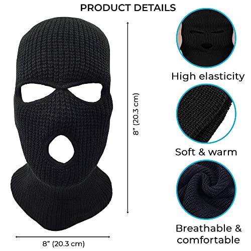 3 Hole Beanie Face Mask Ski - Warm Double Thermal Knitted - Men And Women (Gray) #TOP4