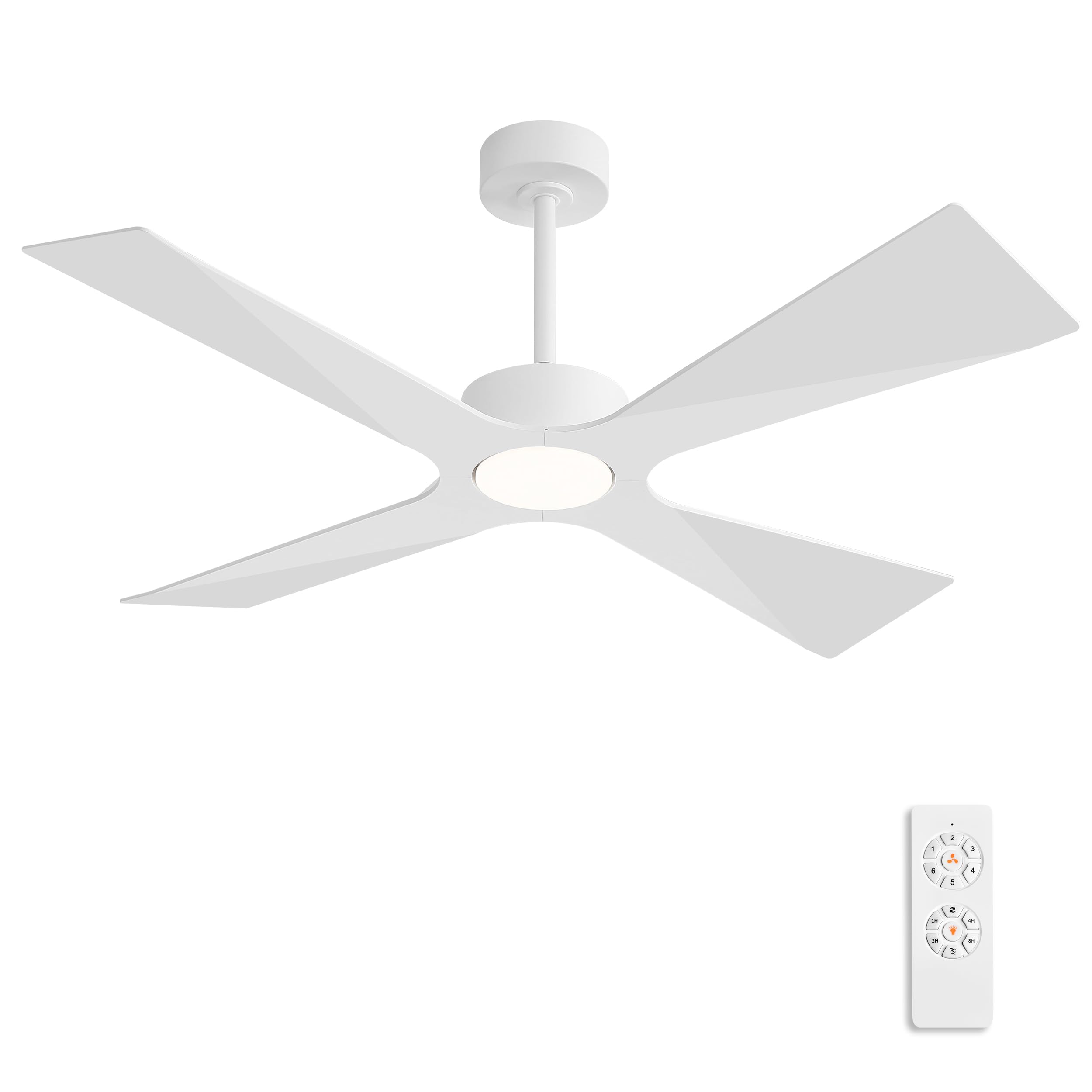 WINGBO 54" Wet Rated Outdoor Ceiling Fan with Lights, 4 ABS Plastic Blades, Reversible DC Motor, 6-Speed Remote Control, 3 CCT, Waterproof Ceiling Fan