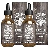 Viking Revolution Beard Oil Conditioner - All Natural Unscented Organic Argan &amp; Jojoba Oils – Softens, Smooths &amp; Strengthens Beard Growth – Grooming Beard and Mustache Maintenance Treatment, 2 Pack