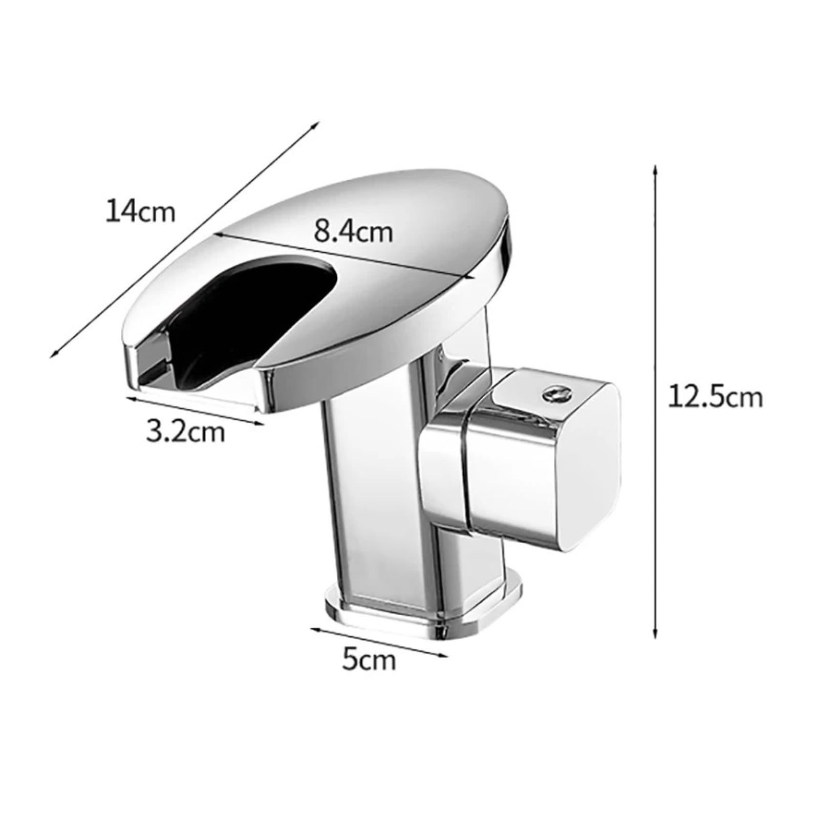 Grifo de baño, Grifo de lavabo cascada LED latón negro, grifo frío y caliente con luz temperatura accionada por agua(LED golden)