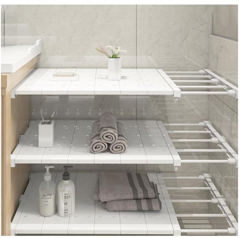 Peelanmall Estantes ajustables para armario, estante extensible 38 x 24 cm para armario, sin agujeros, estantes ampliables para armario, cocina, baño