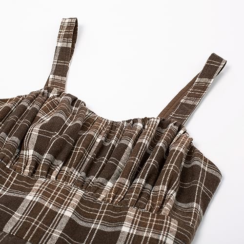 Belle Poque Vintage Sleeveless Plaid Spaghetti Strap Dresses 1950s Sweetheart Neck Gingham A-line Cocktail Midi Dress2