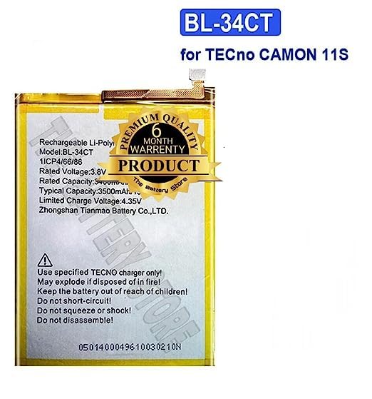 Image of THE BATTERY STORE Original BL-34CT Battery for Tecno Camon i4 / Camon -iSky3 / KB3 / CB7 / CB7J / KB7 / KB7J Battery with 6 Month Warranty**** (PPP48)