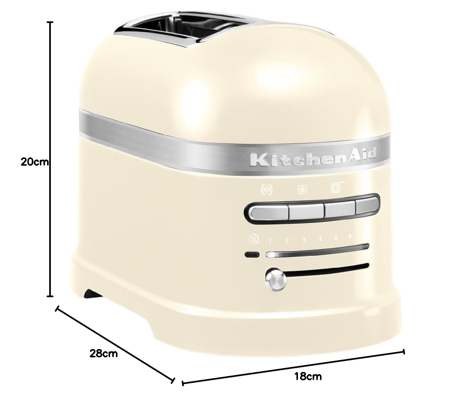 Kitchenaid tostapane - Artisan - Toaster 2 fette con scomparti extra-large e pinze autocentranti - Macchina per Toast con 7 Livelli di Doratura - Retro - Crema
