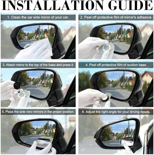 Image of Eliane 3R Rectangle HD Glass Convex Rear View Mirror - Frameless 360 Adjustable Stick-On Blind Spot Mirror | 2 Pack for All Vehicles (Car, SUV, Truck)