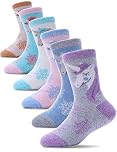 PROETRADE Merino Wool Socks for Kids Boys Toddlers Girls Thick Thermal Warm Winter Walking Heavy Cosy Crew Hiking Boot Gift Unicorn Socks 6 Pack(Unicorn,1-3 Y)