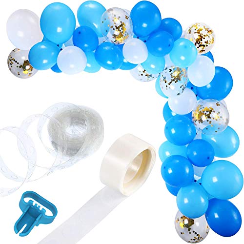 Image of Party Propz Blue White balloons Garland Arch Kit Decoration - 113Pcs for Boys Happy Birthday Balloon Decorations /Blue Balloons for Decoration /Metallic Balloons for Birthday Decoration /Ballon Packet