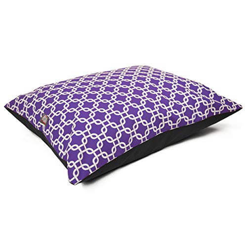 Image of Majestic Pet Super Value Large Rectangle Washable Non Slip Comfy Dog Bed - Crate Kennel Bed for Large Breeds 46 x 35 Inch - Links Purple
