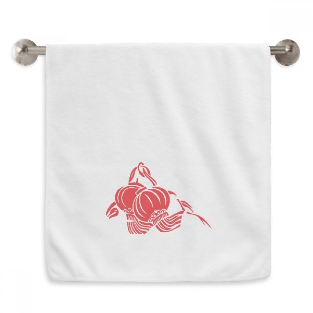 Lanterne chinoise serviette blanche 13x29 pouces débarbouillette coton motif lotus rouge
