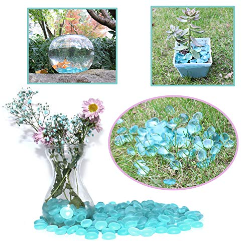 Flat Glass Marbles For Vases - 5 Lb Frosted Aqua Blue Decorative Stone Beads For Vases, Crafts, Colored Rocks Table Scatter, Aquarium And Fish Tank Pebbles, Centerpieces, Gem Décor, Floral Displays #TOP2