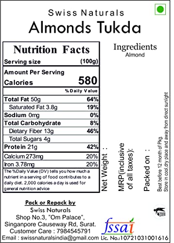 Image of Swiss Naturals Almond Pieces Broken (Badam Tukda) 900g