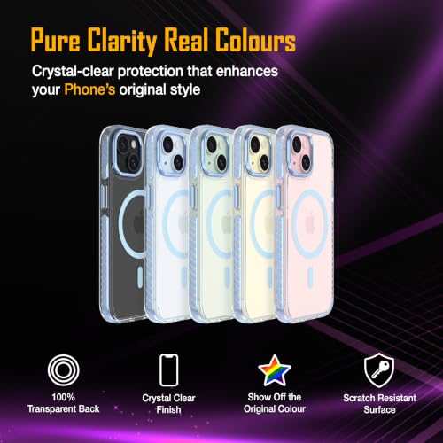 Image of Zapcase Crystal Clear Back case for iPhone 15 | PC Back | TPU Bumper with Inner Rubber Grip | Metal Camera Guard Bezel | Metal Buttons | Scratch Resistant Cover | 2 Layer Edge Protection | Light Blue