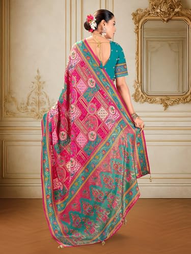 Image of Glory Sarees Women's Luxurious Dola Pure Silk Original Saree Position Print Work Madhubani Inspired Motifs Banarasi Kanjivaram Style Saree With Blouse Piece (Elegant101 Parent)