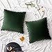 Woaboy 2 Piezas Funda de Cojines de Terciopelo con Bolas Suave Funda de Almohada Moderma Cojines Decorativos Decoración Elegante para Sofá Silla Cama Sala Habitación Oficina 45x45cm Verde