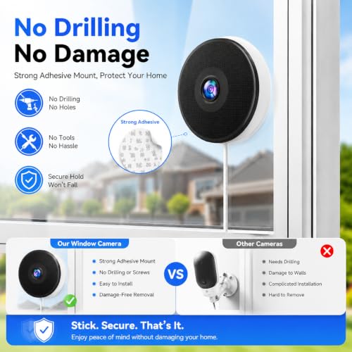 Image of DYPCO Window Camera, 2K Indoor Window Camera with 5G & 2.4G WiFi, Plug-in Window Camera for Home Security, Pet & Baby Monitor, Color Night Vision, Motion Detection, 2-Way Audio, App Control (White)