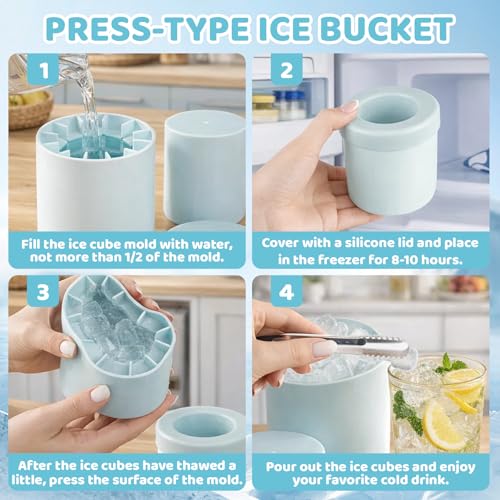 Mini Ice Cube Trays, Small Ice Cube Tray with Lid, Ice Bucket with Tongs for Home Bartenders and Party Hosts, Round Ice Cube Moulds for Cocktails and Beverages - Image 4