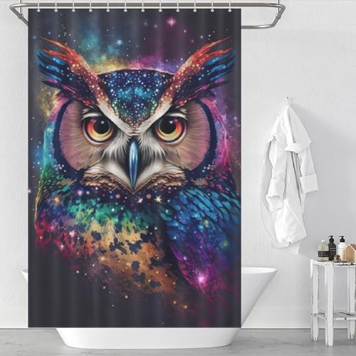 Rideau de douche chouette néon lavable en polyester 122x183cm