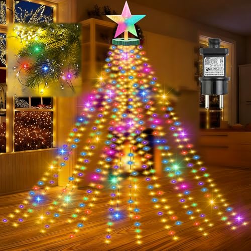 ZLPBAO 3m Lichterkette Weihnachtsbaum, 480er LED Christbaumbeleuchtung...
