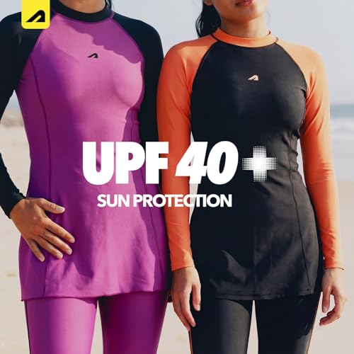 Image of Boldfit Swimming Suit for Women 2 Piece Swim Suit Set, Full Body Swimming Costume, Stretchable Fit Swimwear, Sleeve Swimsuit for Women Polyspandex Swimming Dress