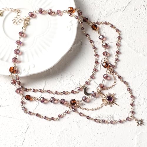 MOSTORY Renaissance Crystal Fairy Necklace - Fantasy Renfaire Necklace for Woodland Fairy Jewelry Women Cosplay4