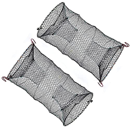 NC Piège à Poisson en Filet Cage en Filet pour Pêche 2 pièces Pliable Filet de Pêche Filet de Pêche Portable Portable Plié Filet de Pêche pour Attraper Crabes L'anguille Écrevisses Crevettes Filet