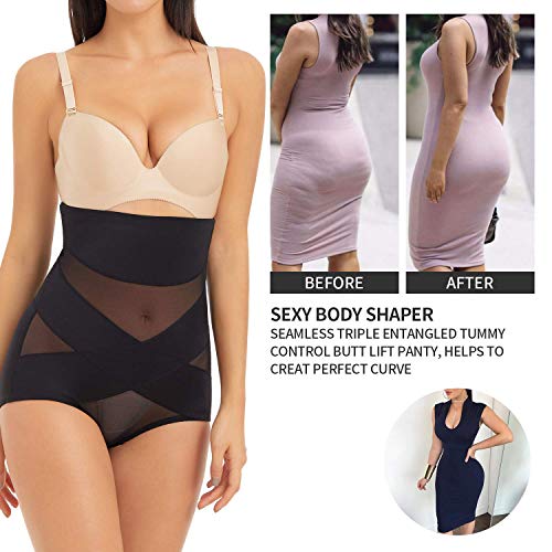 MOVWIN Modelador feminino para controle de barriga – modelador corporal emagrecedor, Preto, 46-48