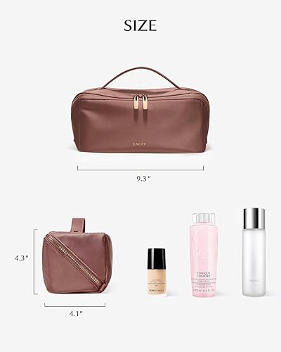 Miniatura 48 de EACHY - Bolsa de maquillaje de viaje, bolsa de cosméticos de gran capacidad para mujeres, portátil, impermeable, bolsa de aseo plana abierta