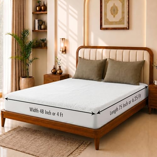 Image of Glassiano Cotton Feel Terry Ultra Soft Waterproof Mattress Protector | Breathable - Hypoallergenic Mattresses Cover with Elastic Strap for Single Bed (75x48 inch|6.2x4 feet, LuxW - Pack of 1)