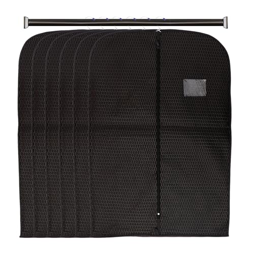 AI ANKIT INTERNATIONAL® Embossed Fabric Men's Coat Blazer Suit Cover Zipper Closure with Small Window Sturdy Hook Cloth Organizer for Dust Proof Jacket Cover Black Pack Of 6