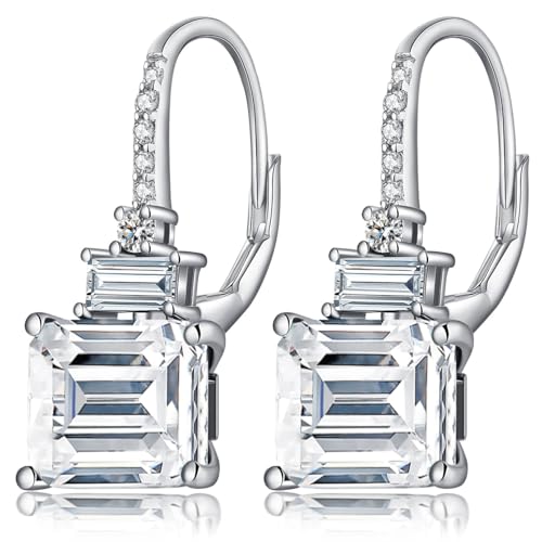 Boucle Doreille Femme Pendante Argent Boucles Doreille Diamant Brillant Pour Femmes,Plaque Or Blanc 18 Carats,Bijoux Femme