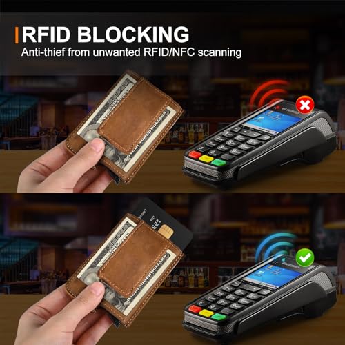 Dinghao RFID Blocking Slim Money Clip Aluminum Wallet Automatic Pop-up Card Case4