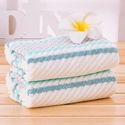 Pidada Hand Towels Set Of 2 Striped Pattern 100% Cotton Soft Absorbent Decorative Towel For Bathroom 13.4 X 29.5 Inch (Green) #TOP1