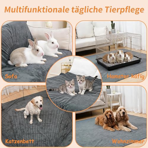 Bunlitent Waschbare Hundepads 165x122 cm 3er Set, Waschbare Haustier-Urinunterlage Schnell Absorbierend, Wasserdicht für Welpen & Inkontinente Hunde, Stubenreinheit & Training, Grau