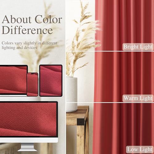 Image of Linen Curtains 72 Inch for Living Room Back Tab Christmas Red
