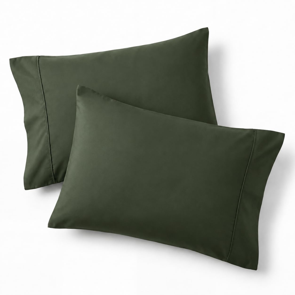 Bedsure King Size Pillow Cases Set of 2 - Olive Green Brushed Microfiber Pillowcases 2 Pack, Super Soft Pillow Sham Cover with Envelope Closure, Wrinkle, Fade Resistant, 20x36 Inches