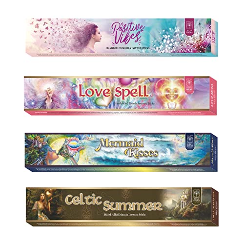 Soul Sticks Hand-Rolled Incense Sticks Variety 4 Pack | 100% Natural Masala Incense Organic Home Fragrance Agarbatti | 15 Grams Per Pack - 60 Grams Total (Medieval Magic) #TOP27