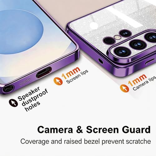 Image of Misscase for Samsung Galaxy S26 Ultra Case Compatible with MagSafe,Built-in Camera Lens Protector Full Protection Soft TPU Anti-Scratch Anti-Fingerprint Magnetic Glitter Slim Case Cover Purple