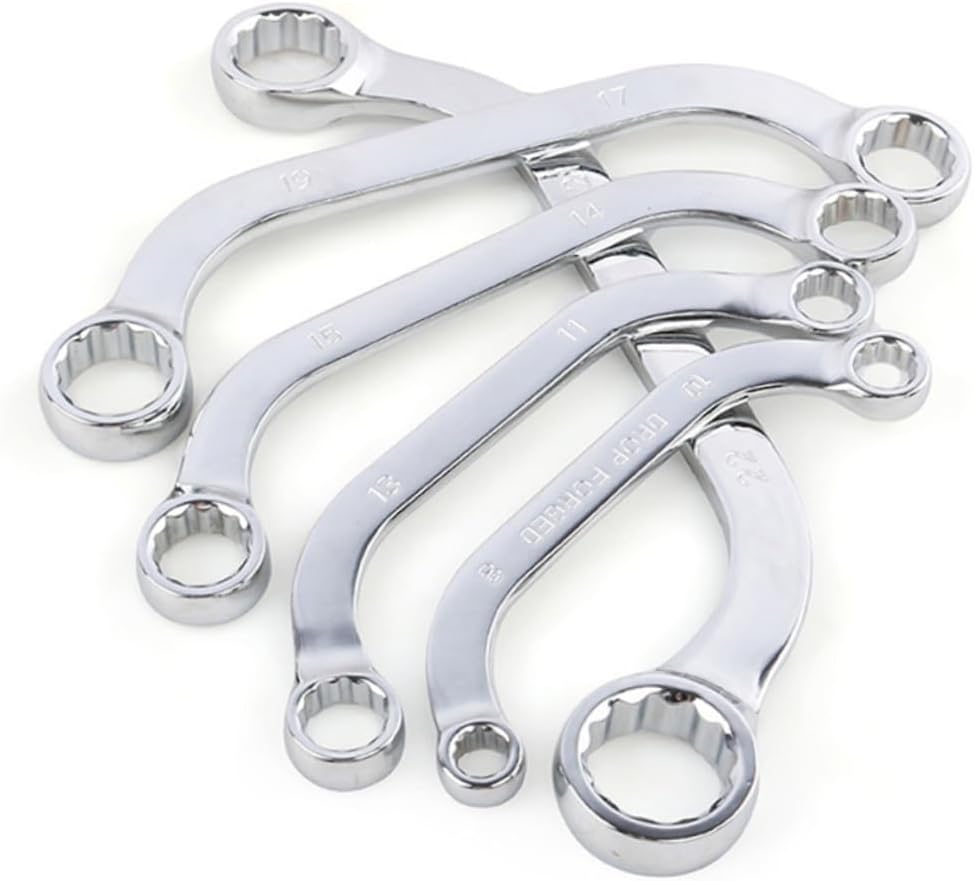 Tofficu 5pcs Double Head Box Wrench Set Chrome Vanadium Steel Socket Spanner for Tight Spaces Durable Heat Treated for Equipment Installation Automotive Maintenance