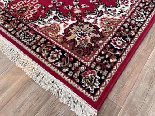 Image of TTC THREAD & TEXTURE CARPET Traditional Comfort: Power-Loomed Carpets for Living Room- Every Space Area Rug Color Red Size 3x5 Feet (90x150cm)