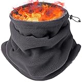 [Andeor] 【大きいサイズ追加】 ネックウォーマー メンズ 冬 防寒 【360°極めた暖かさ・柔らかい肌触り・調節コードつき】 ネックガード 裏起毛 厚手 防風 暖かい 柔らかい 伸縮性 多機能 通勤・通学・自転車・バイク・登山・スキー・ジョギング 男女兼用 (ダークグレー-大きいサイズ版)