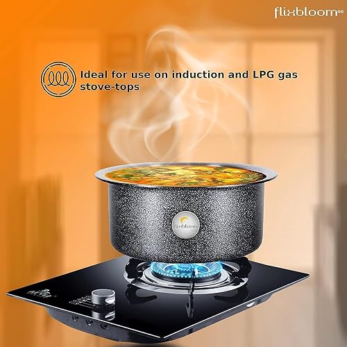 Image of Lunar Black Utensils Induction Base Cookware Sets Induction Bottom Tope /Handi Aluminium Thick Flat Bottom Patila /Bhagona /Tapila /Tapeli Cookware Sets for Kitchen (2L+3L Patila Set)
