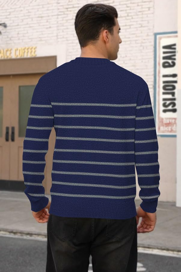 ETCYY NEW Men's Striped Sweaters Crew Neck Slim Fit Long Sleeve Pullover Sweater for Business or Casual Dressy Wear4