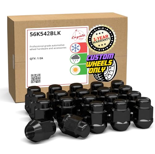Image of Wheel Accessories Parts 20 Pcs 1 /2 inch-20 Thread Bulge Acorn 35mm 1.38 inch Long Lug Nuts Black 13 /16 inch 21mm Hex Fits Ford Mustang ｜ Jeep CJ Wrangler Grand Cherokee