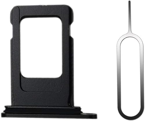 Bandeja para tarjeta SIM con ranura de soporte nano con junta de goma impermeable de repuesto y eyector de pines para iPhone XR (negro, SIM